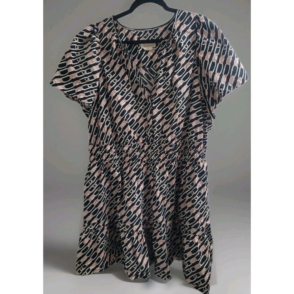 Anthropologie Black and Pink Patterned Dress